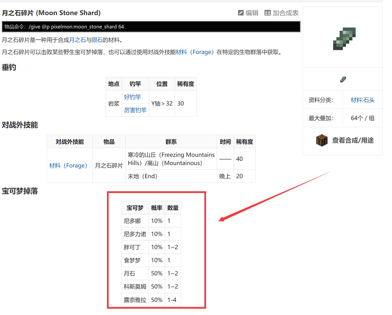 我的世界哪些精灵会掉落月光石碎片？