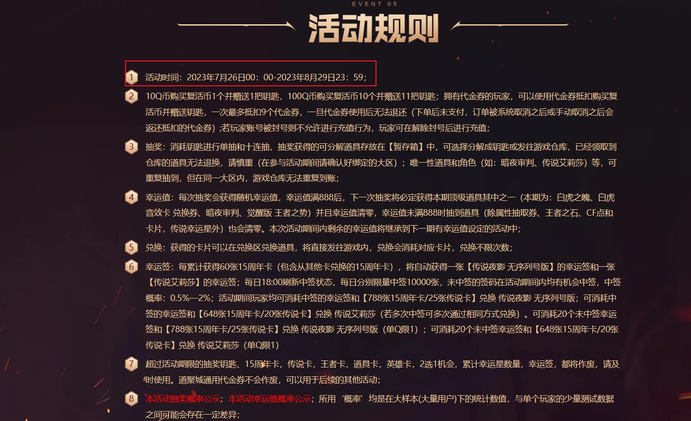 穿越火线传奇艾莉莎活动什么时候上线？